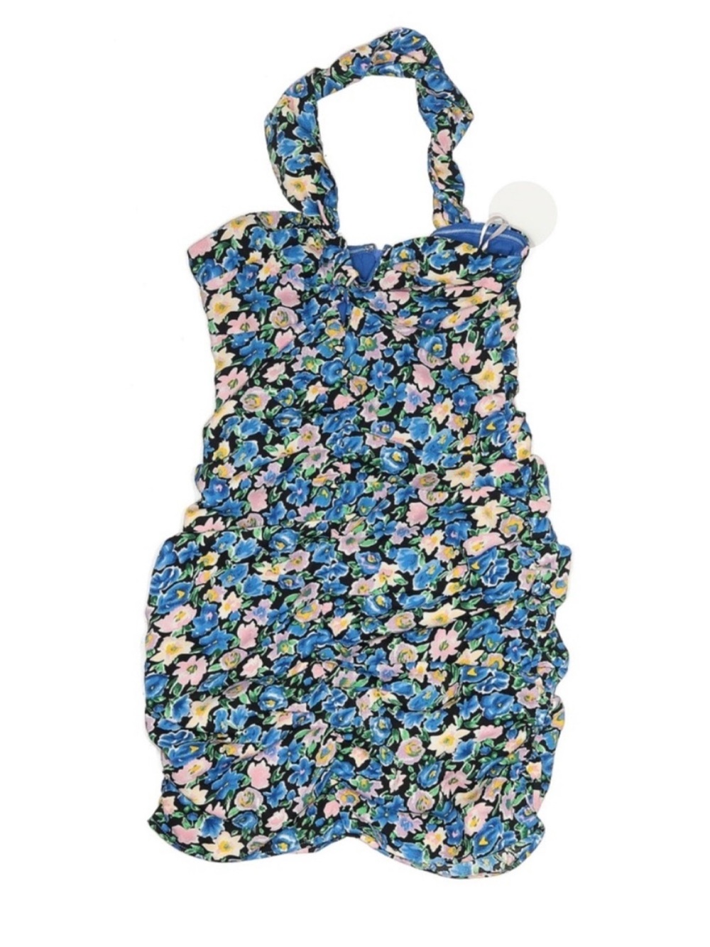 More To Come Maggie Twist Mini Dress Blue Floral One Shoulder Bodycon XS Revolve - Picture 2 of 5